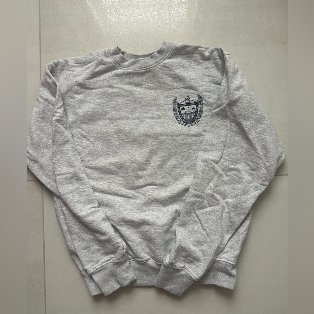 Sporty and Rich Gray Cotton Crewneck Sweater